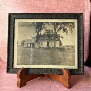 Antique vintage framed salt box cottage photo wood frame with faux bois